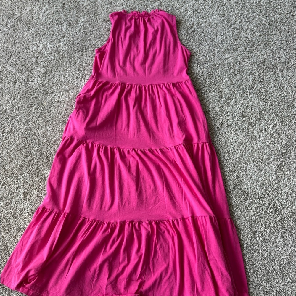 Pink Sleeveless Maxi Dress Maxi Peasant Dress Preppy tiered dress size large - Picture 9 of 9